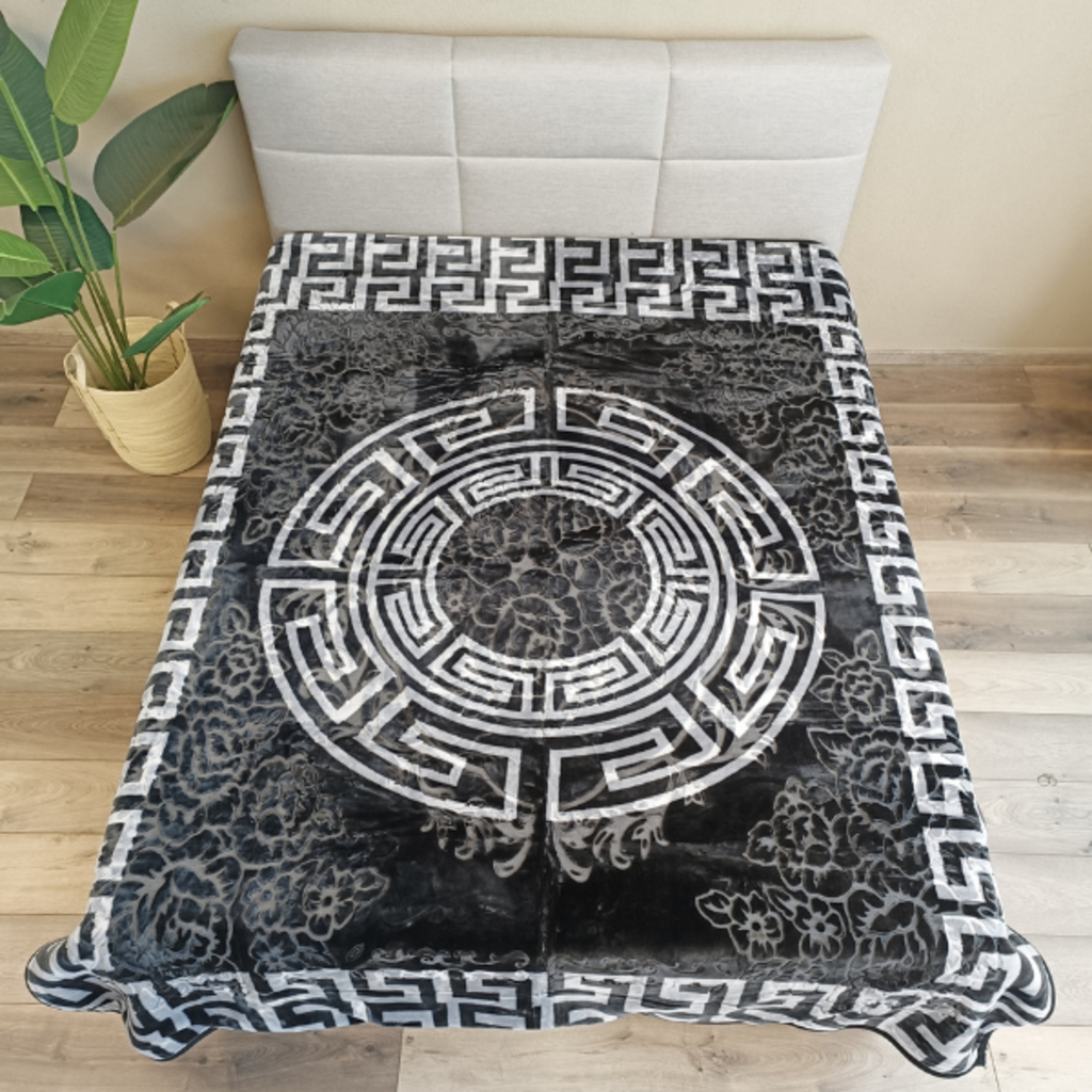 Otsukeori Embossed Velvet Bedsprei Griekse Sleutel | Versace - 200x240 cm - Antra/Grey