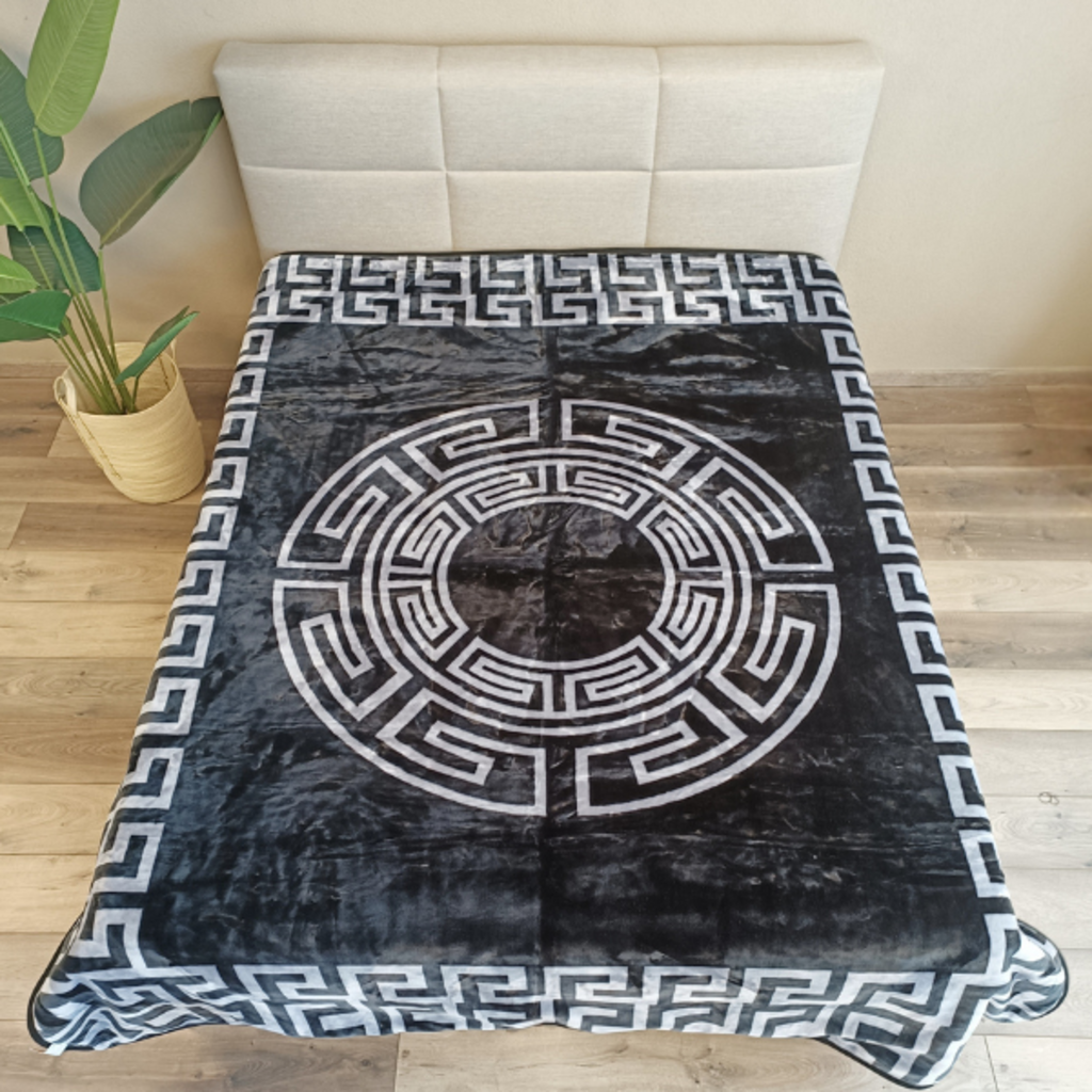 Otsukeori Embossed Velvet Bedsprei Griekse Sleutel | Versace - 200x240 cm - Antra/Grey