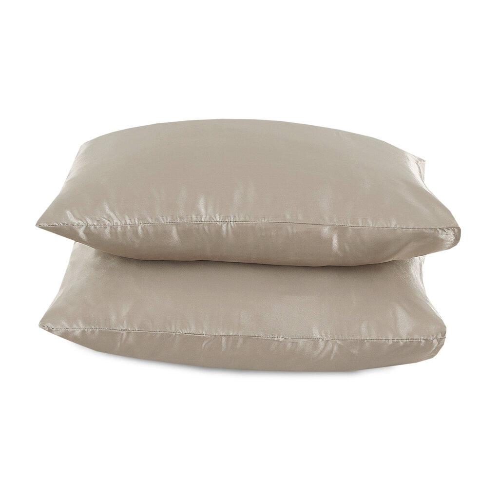 Beau Maison Satijnen Kussenslopen Taupe / Champagne 2 stuks