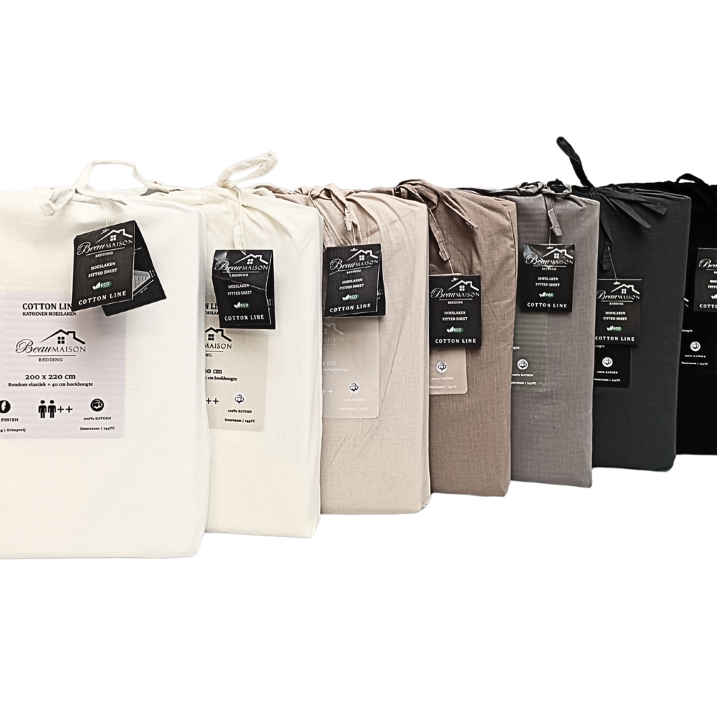 Beau Maison Katoenen Hoeslaken Creme – Natuurlijke Elegantie met Duurzame Verpakking & OEKO-TEX Certificering