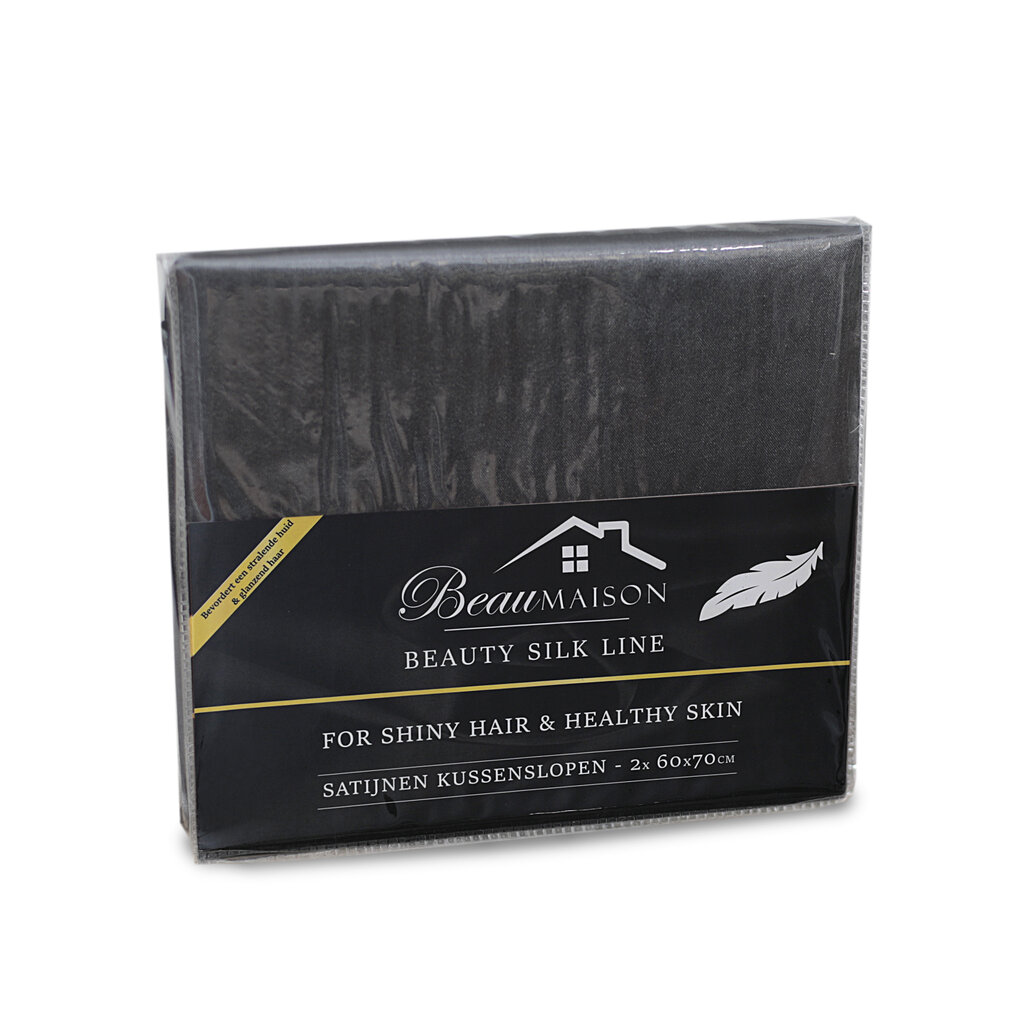 Beau Maison Kussenslopen Satijn Antraciet - 2 stuks