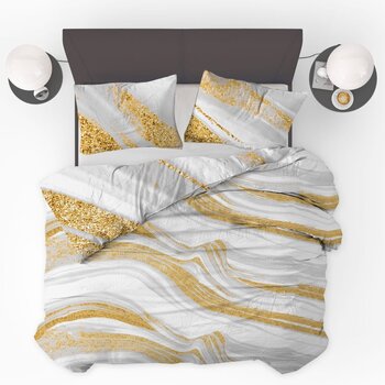 Beau Maison PRE-ORDER! Dekbedovertrek Marble White Gold