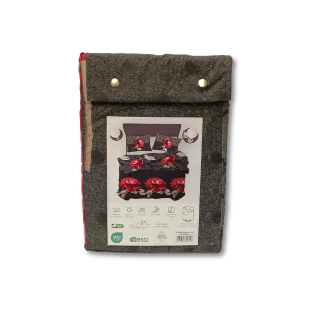 Beau Maison 100% Perkal Katoen | Roses Black Red Dekbedovertrek