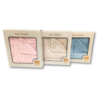 Overige Merken Baby Blanket 80x100 cm - Blauw, Creme & Roze