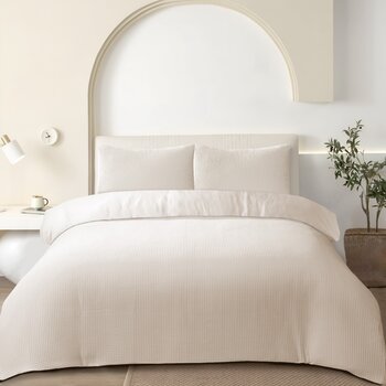Beau Maison Wafel Dekbedovertrek Creme - 100% Katoen