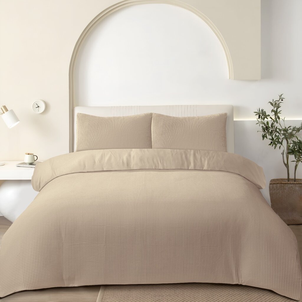 Beau Maison Wafelstof Dekbedovertrek Taupe - 100% Katoen