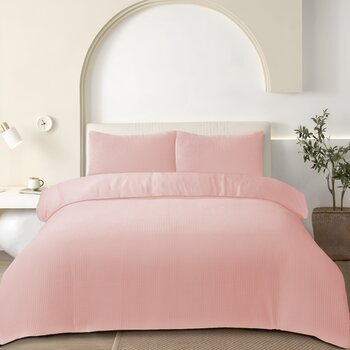 Beau Maison Wafel Dekbedovertrek Tea Pink - 100% Katoen