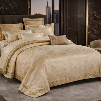 Otsukeori Dekbedovertrekset + Hoeslaken Embossed Champagne Gold 240x220 cm