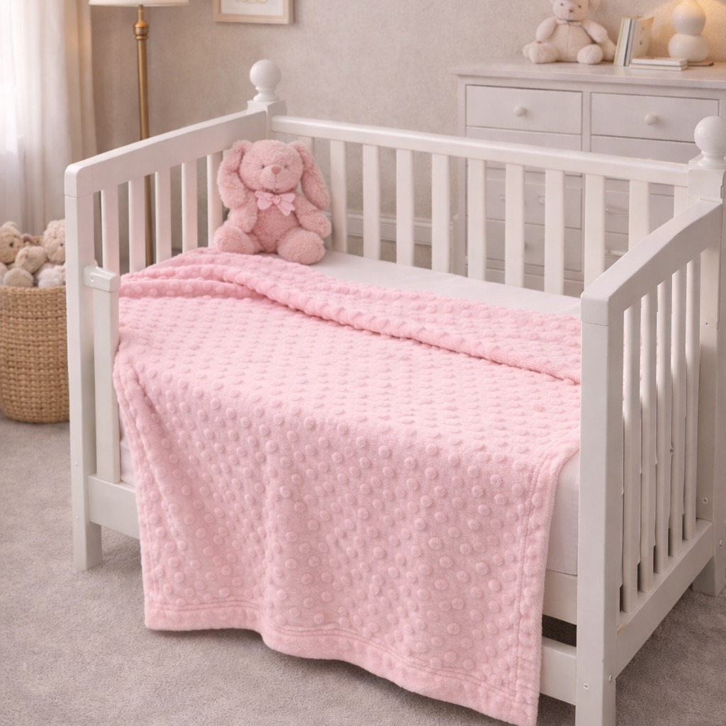 Suite Sheets Zachte Baby Blanket met Dotted Design – 100% Polyester – 80x100 cm – In Blauw, Crème of Roze