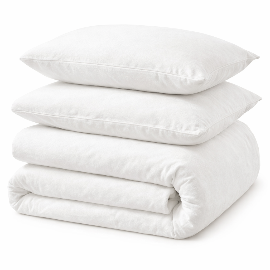 Beau Maison Dekbedovertrek Flanel 100% geruwd Dyed Wit Effen