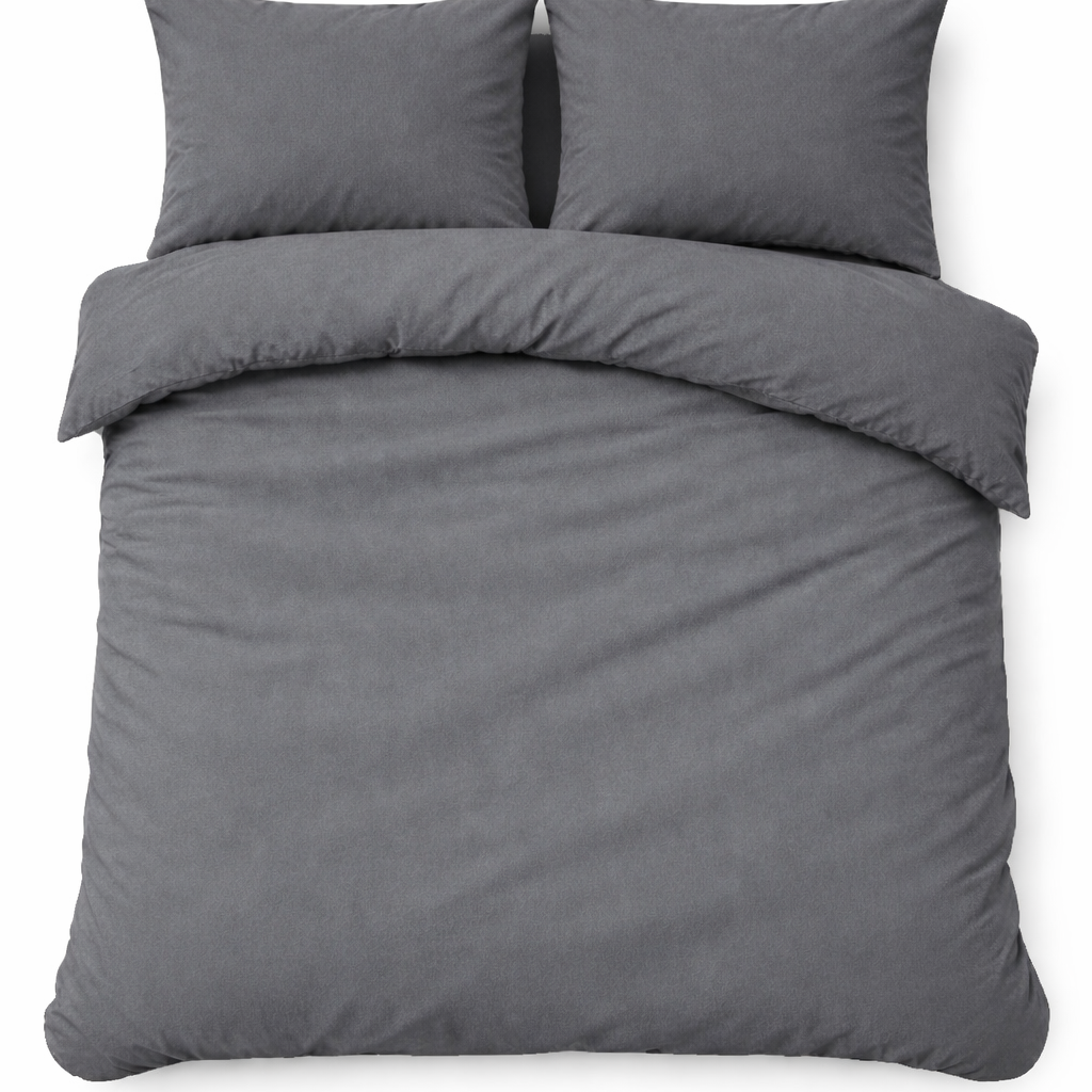 Beau Maison Dekbedovertrek Flanel 100% geruwd Dyed Grijs Effen