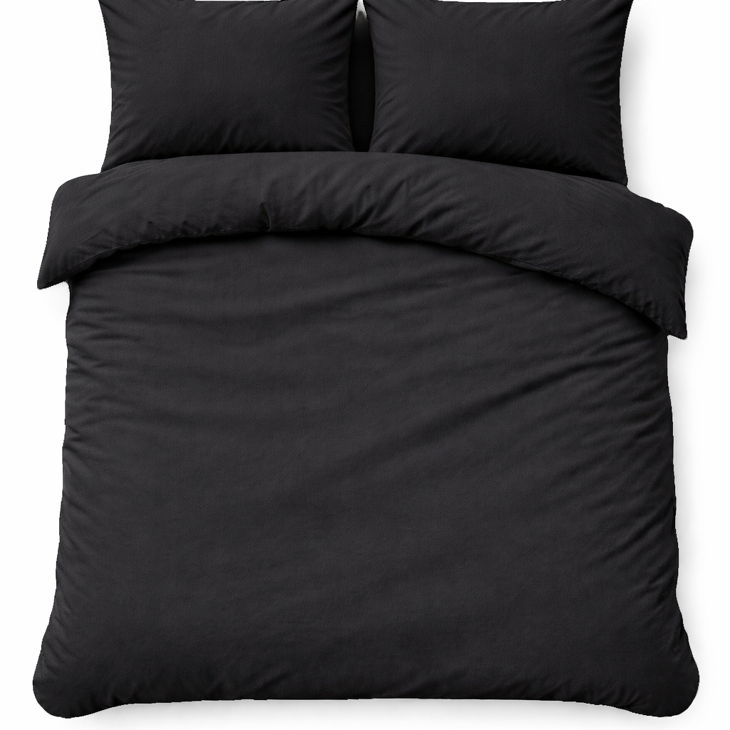 Beau Maison Dekbedovertrek Flanel 100% geruwd Dyed Zwart Effen