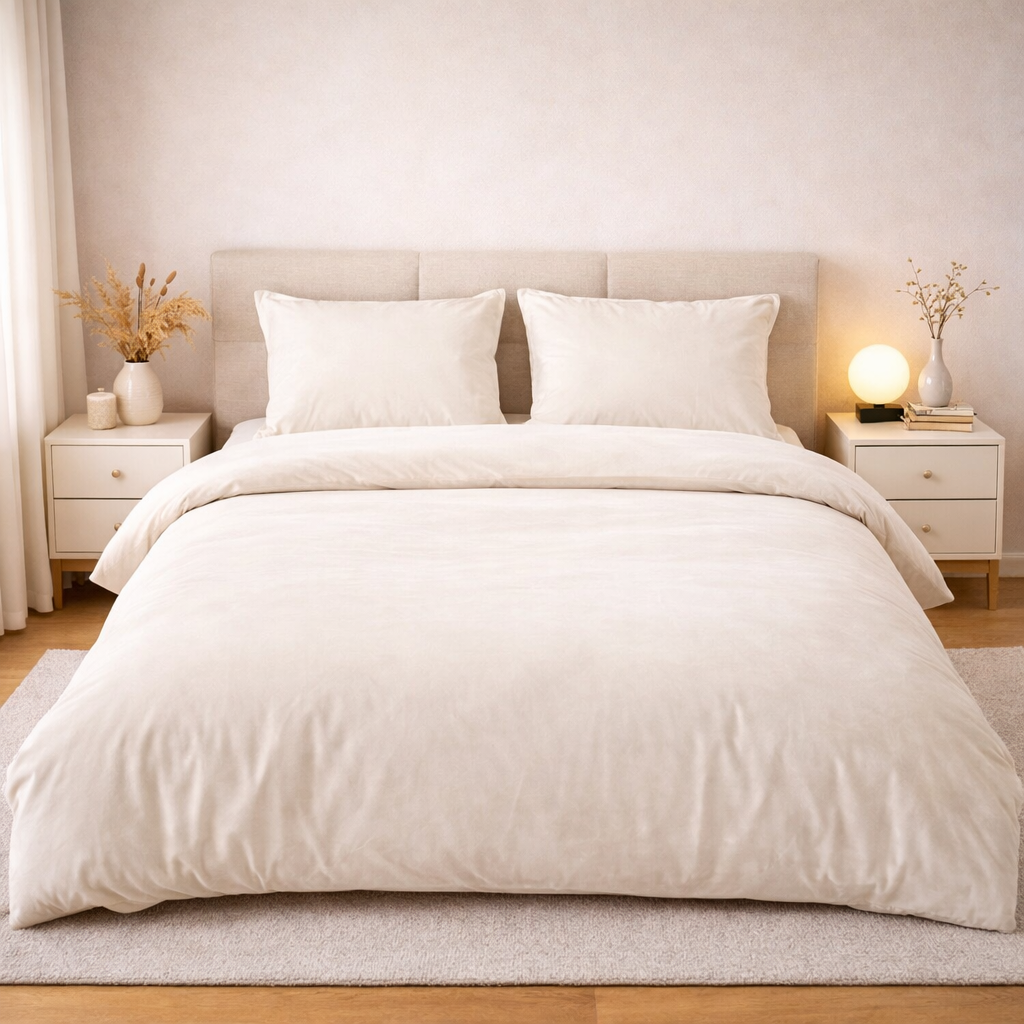 Beau Maison Fluwelen Dekbedovertrek Parelwit Velvet Velours