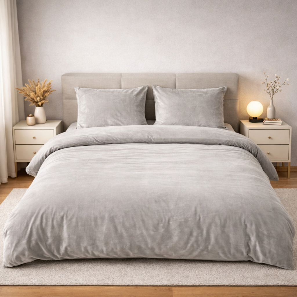 Beau Maison Fluwelen Dekbedovertrek Zilver Velvet Velours