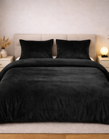 Beau Maison Fluwelen Dekbedovertrek Zwart Black Velvet