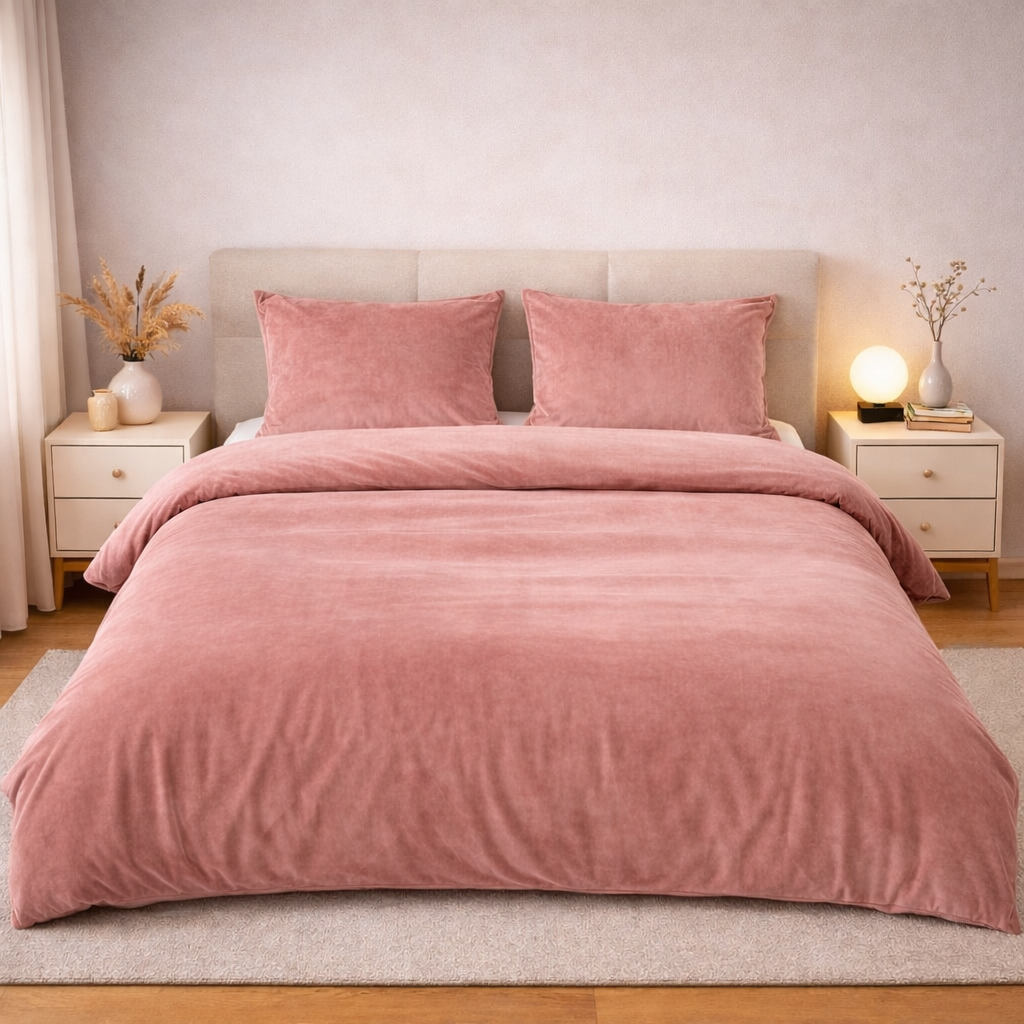 Beau Maison Fluwelen Dekbedovertrek Roze / Rosewood Velvet