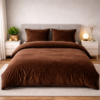 Beau Maison Velvet Dekbedovertrek Coffee Brown