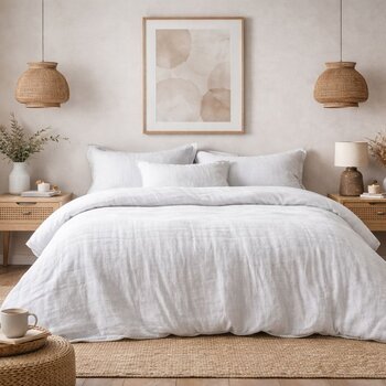 Beau Maison Mousseline Dekbedovertrek Wit - 100% Premium Perkaal Katoen