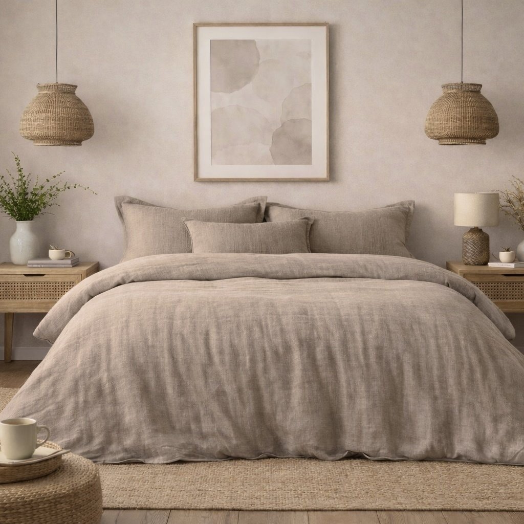 Beau Maison 100% Premium Perkaal Katoen - Dekbedovertrek Mousseline Taupe