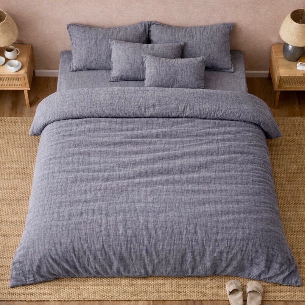 Beau Maison 100% Premium Perkaal Katoen - Dekbedovertrek Mousseline Grijs