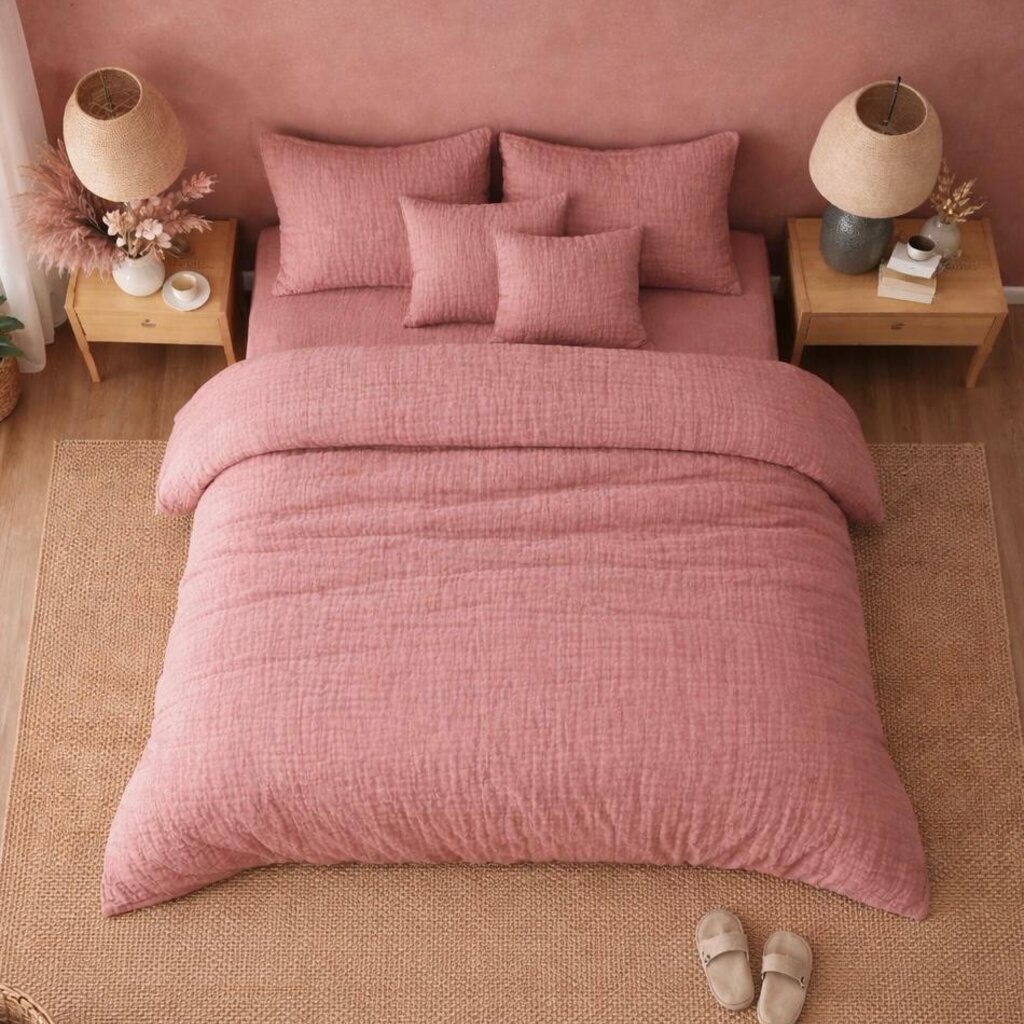 Beau Maison 100% Premium Perkaal Katoen - Dekbedovertrek Mousseline Roze