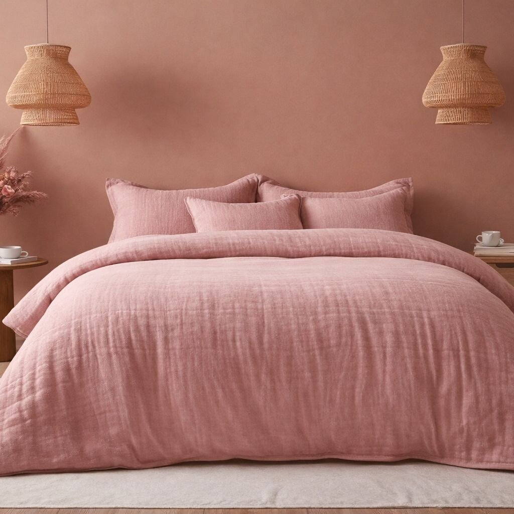 Beau Maison 100% Premium Perkaal Katoen - Dekbedovertrek Mousseline Roze