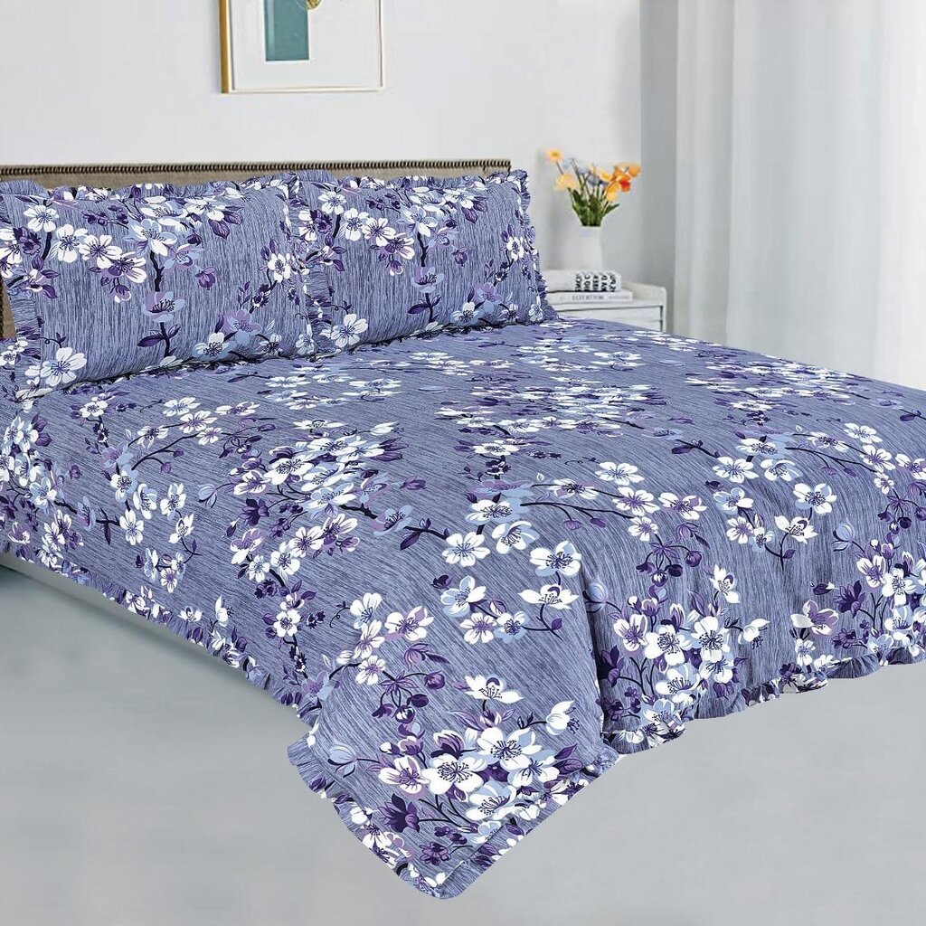 Overige Purple Flowers Ruches Dekbedovertrek Micro Percal