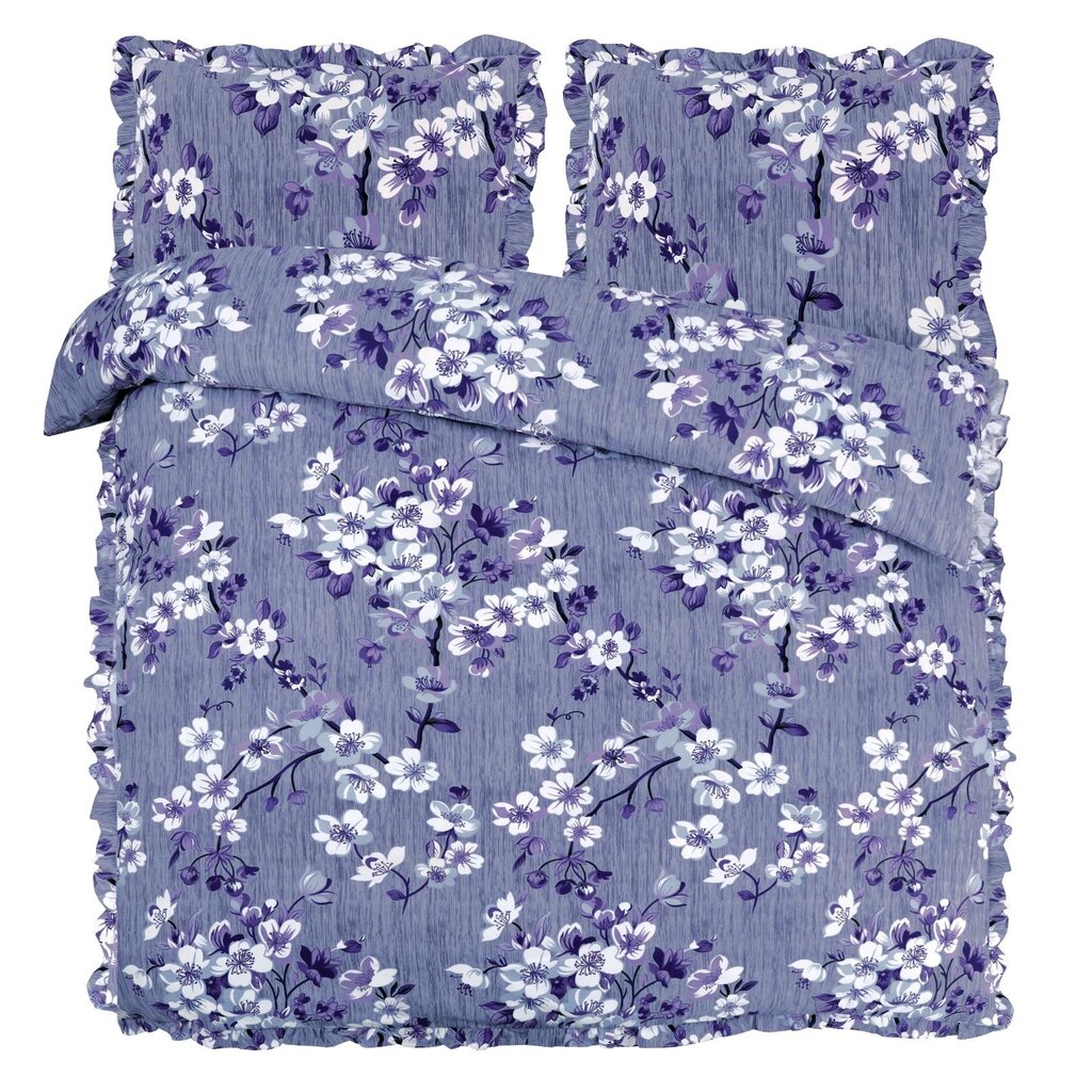 Overige Purple Flowers Ruches Dekbedovertrek Micro Percal