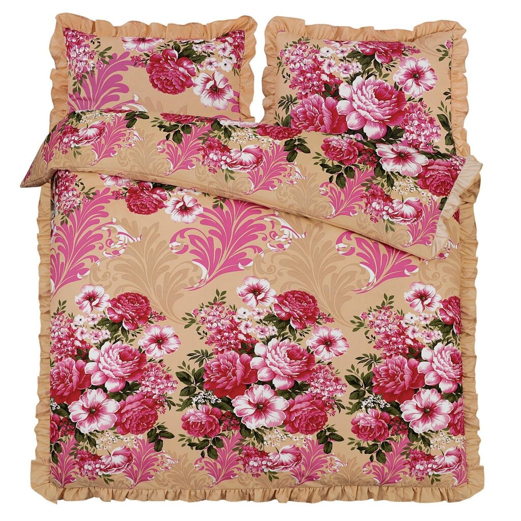 Overige Ruches Flowers Sand Dekbedovertrek Micro Percal