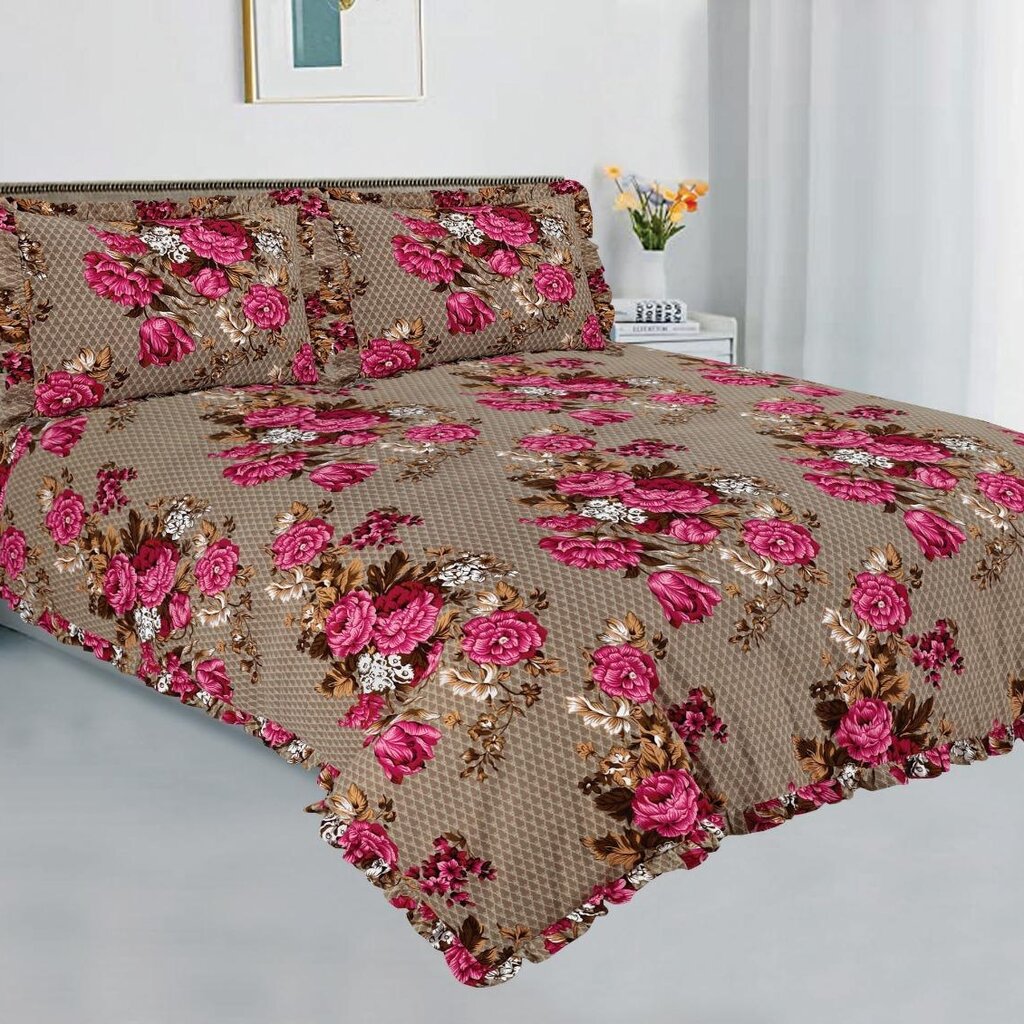 Overige Ruches Flowers Taupe Dekbedovertrek Micro Percal