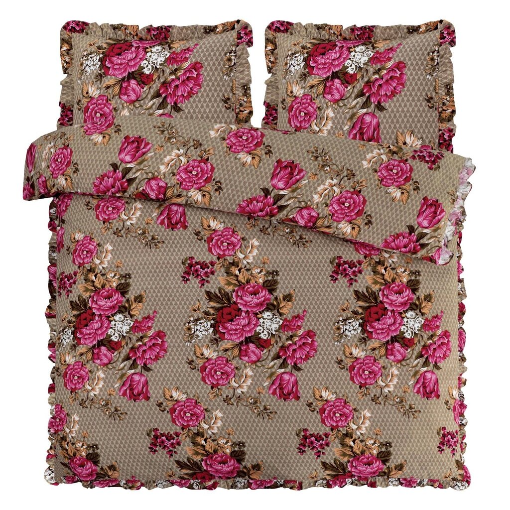 Overige Ruches Flowers Taupe Dekbedovertrek Micro Percal