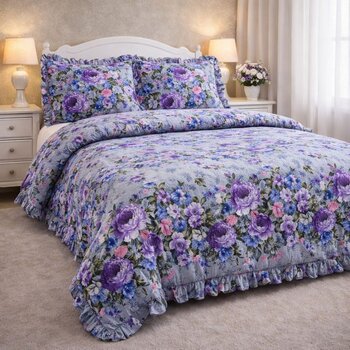 Overige Dekbedovertrek Ruches Flowers Grey