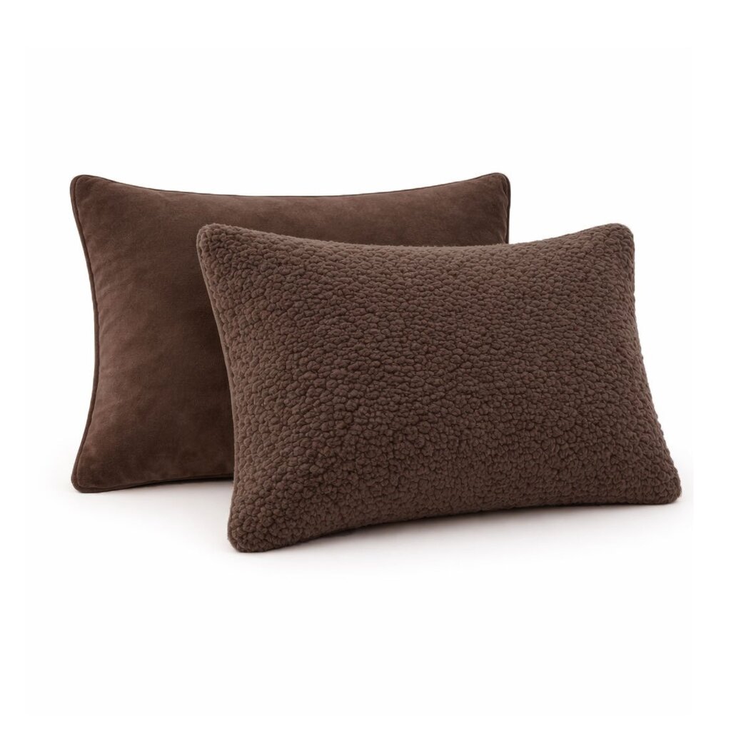 Beau Maison Coffee Brown Set van 2 Sherpa Comfort Kussenslopen 60 x 70 cm