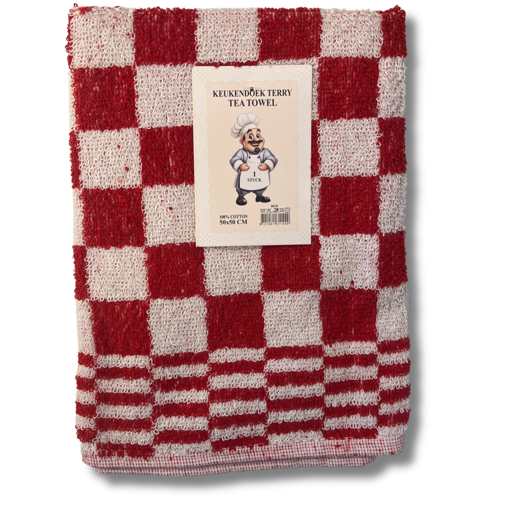 Beau Maison Katoenen Keuken Handdoek - Geblokt Rood