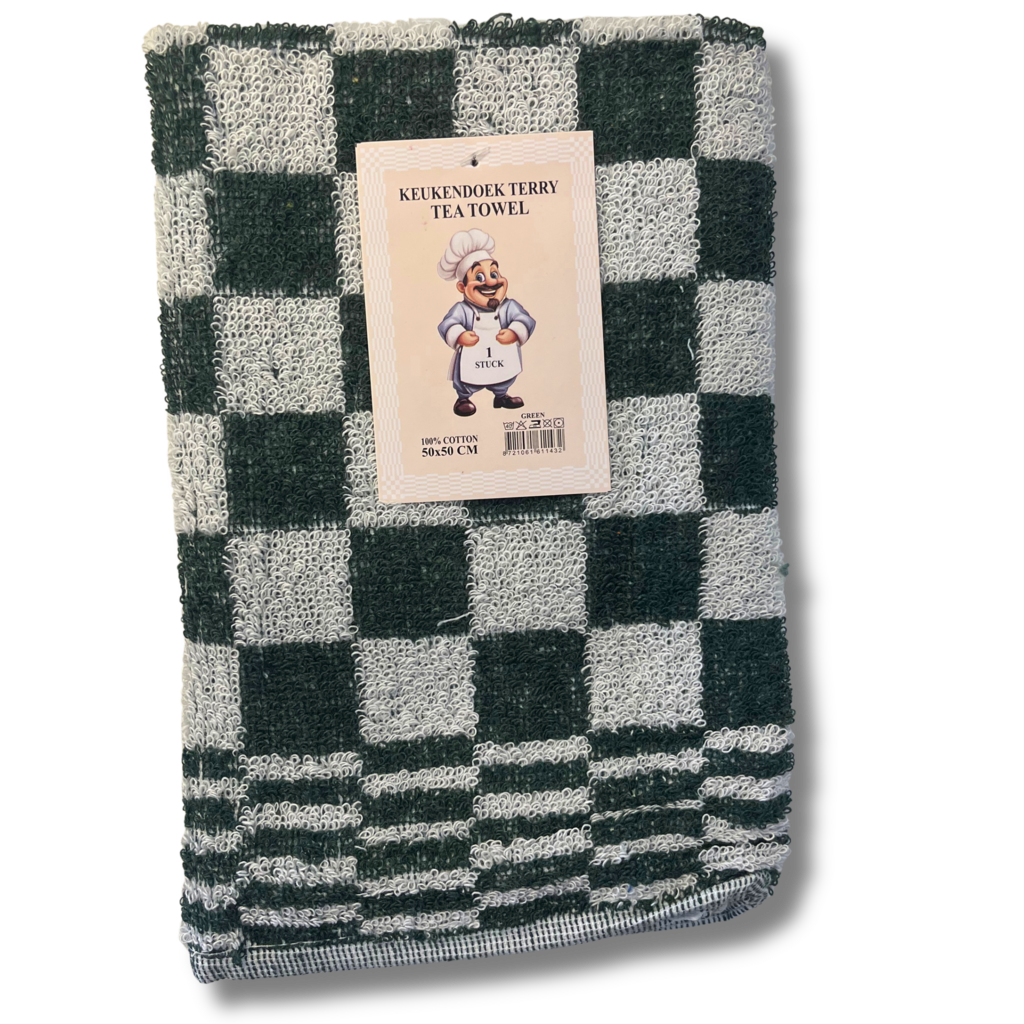 Beau Maison Katoenen Keuken Handdoek - Geblokt Groen