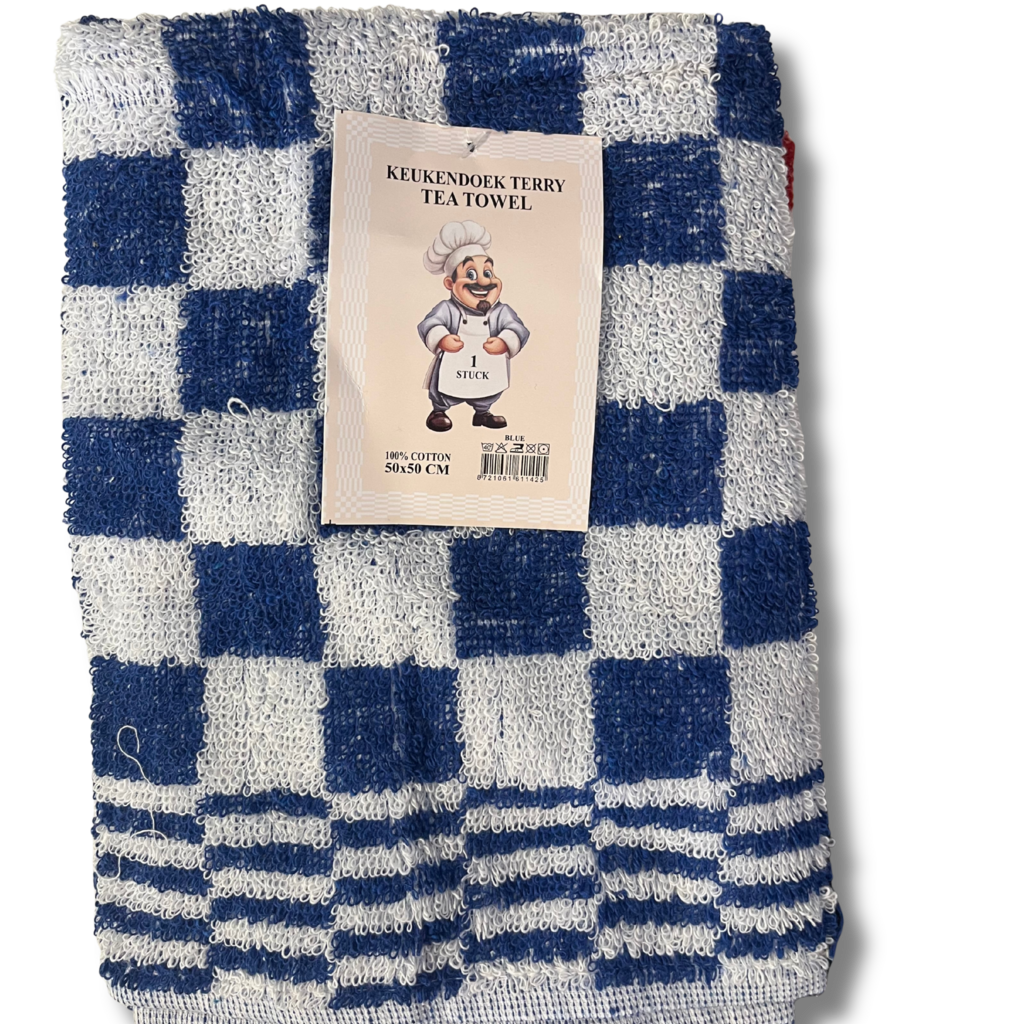 Beau Maison Katoenen Keuken Handdoek - Geblokt Blauw