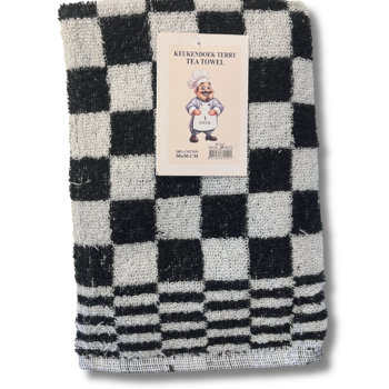 Beau Maison Keukendoek - Handdoek Geblokt Zwart