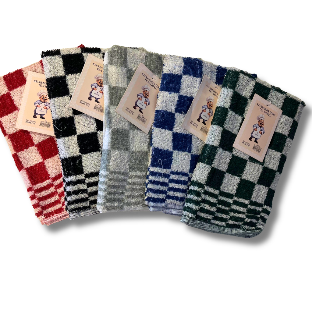 Beau Maison Katoenen Keuken Handdoek - Geblokt Zwart