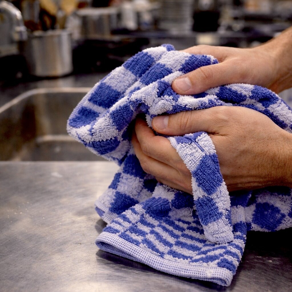Beau Maison Katoenen Keuken Handdoek - Geblokt Blauw