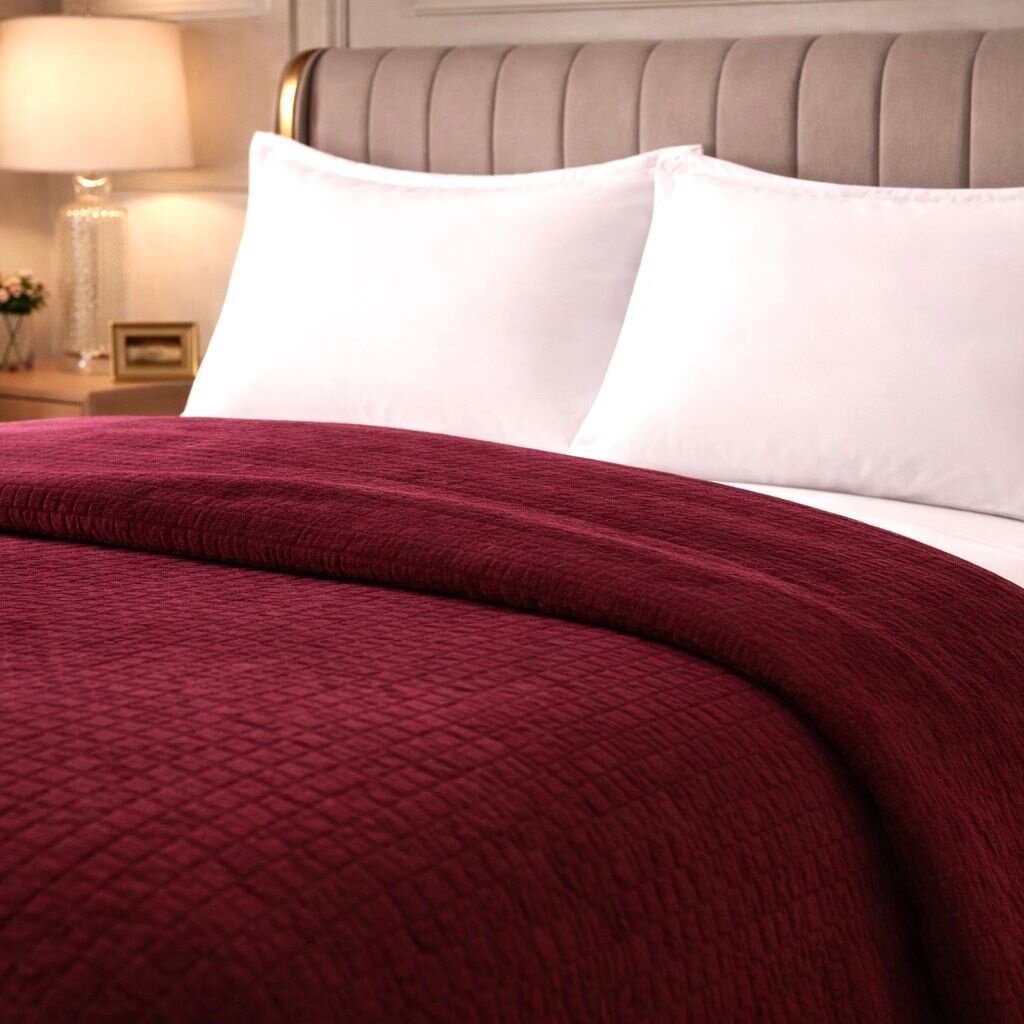 Beau Maison Dubbelzijdig Sherpa Flanel Dekbed All Year – Luxe 2-in-1 Dekbed - Bordeaux