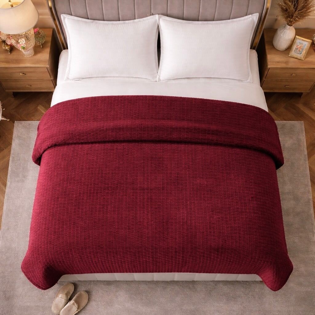 Beau Maison Dubbelzijdig Sherpa Flanel Dekbed All Year – Luxe 2-in-1 Dekbed - Bordeaux