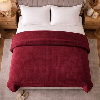 Beau Maison Sherpa Flanel Double Dekbed - Bordeaux