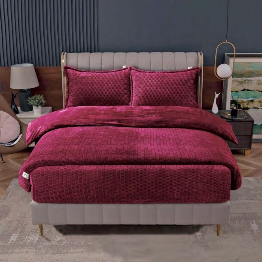 Beau Maison Dubbelzijdig Sherpa Flanel Dekbed All Year – Luxe 2-in-1 Dekbed - Bordeaux
