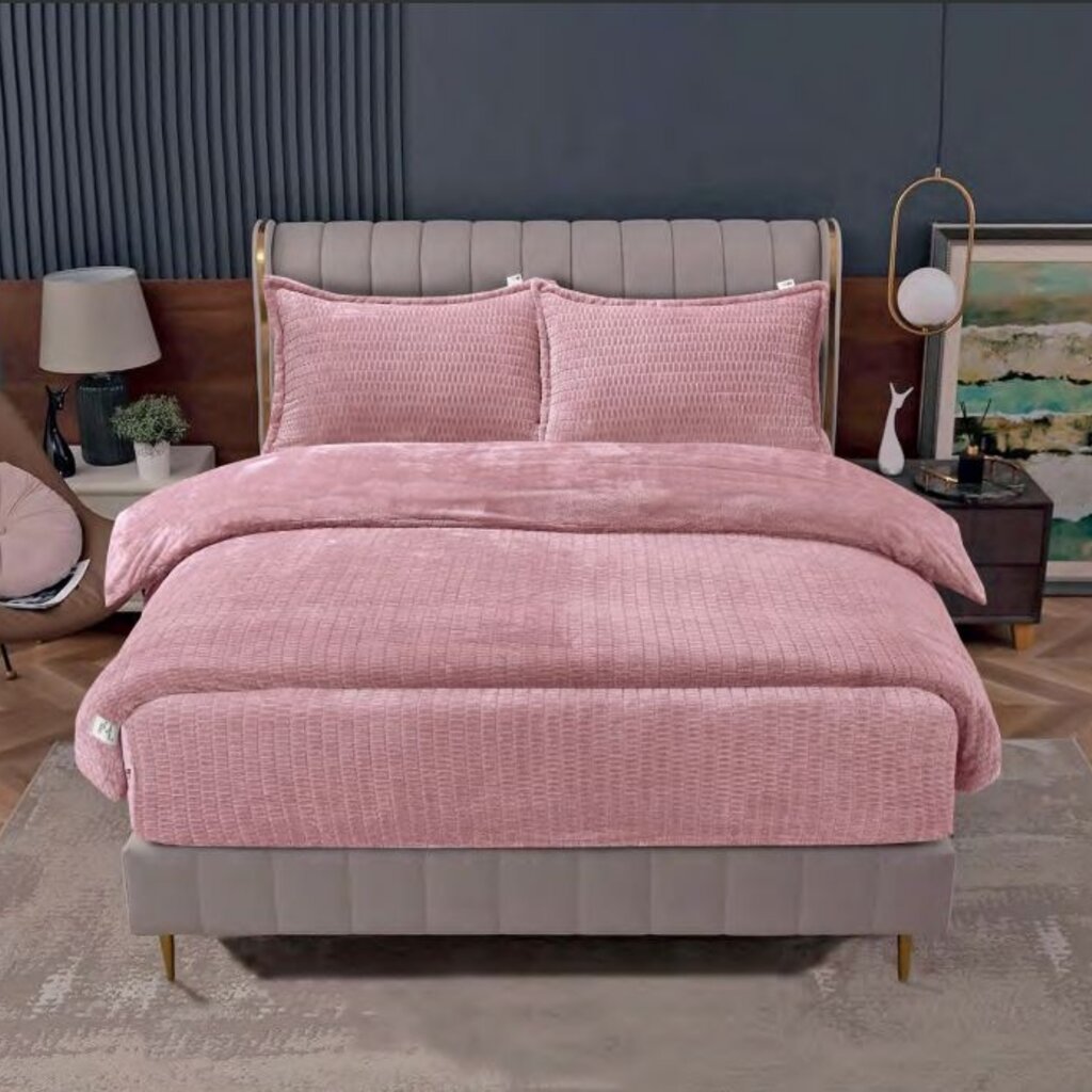 Beau Maison Dubbelzijdig Sherpa Flanel Dekbed All Year – Luxe 2-in-1 Dekbed - Dark Pink