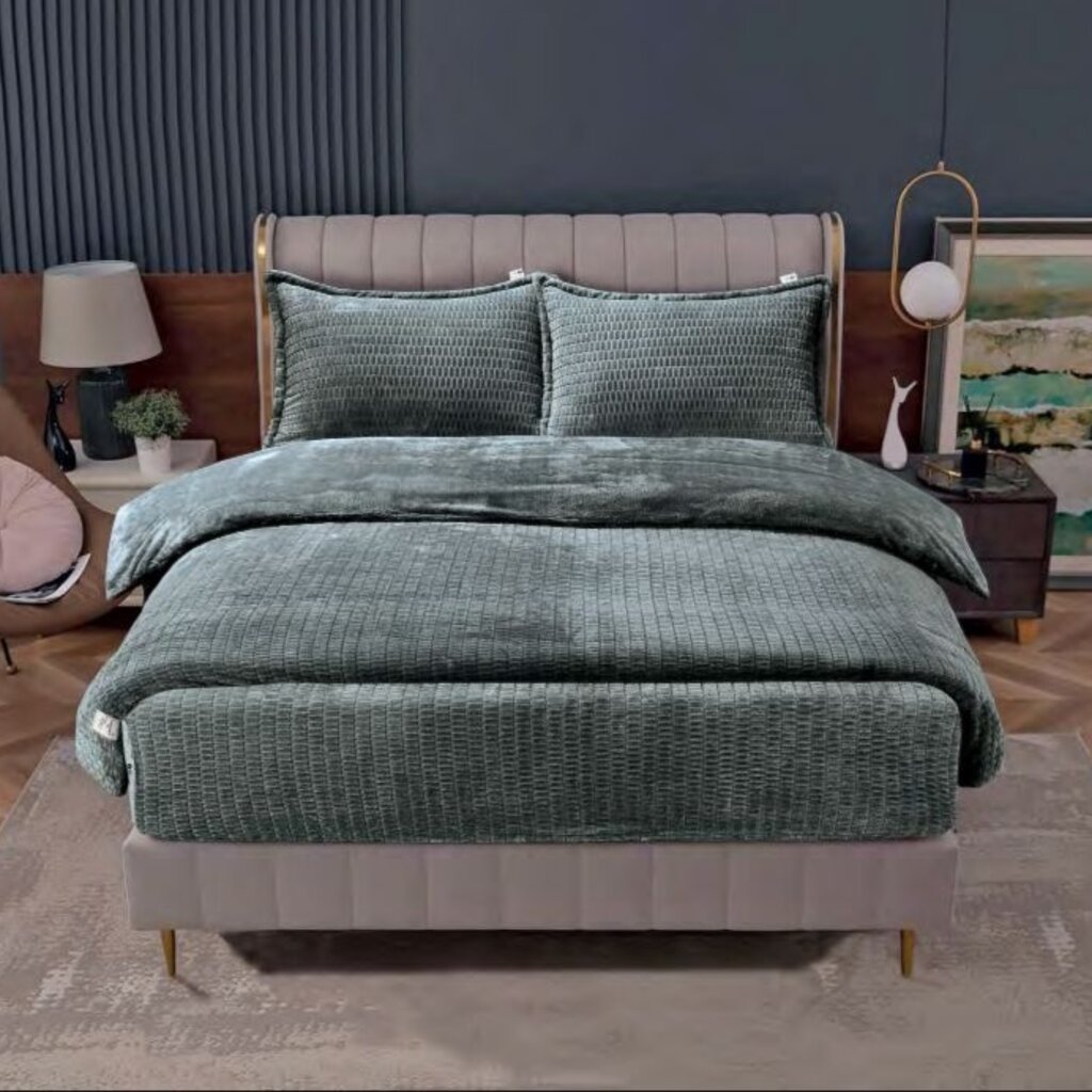 Beau Maison Dubbelzijdig Sherpa Flanel Dekbed All Year  – Luxe 2-in-1 Dekbed - Dark Grey