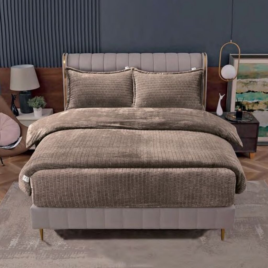 Beau Maison Dubbelzijdig Sherpa Flanel Dekbed All Year – Luxe 2-in-1 Dekbed - Coffee Brown