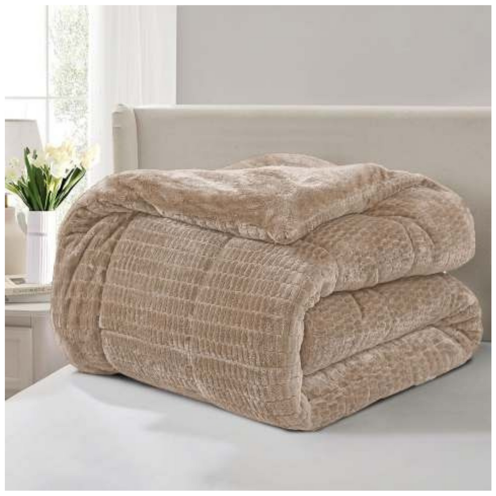 Beau Maison Dubbelzijdig Sherpa Flanel Dekbed All Year – Luxe 2-in-1 Dekbed - Beige