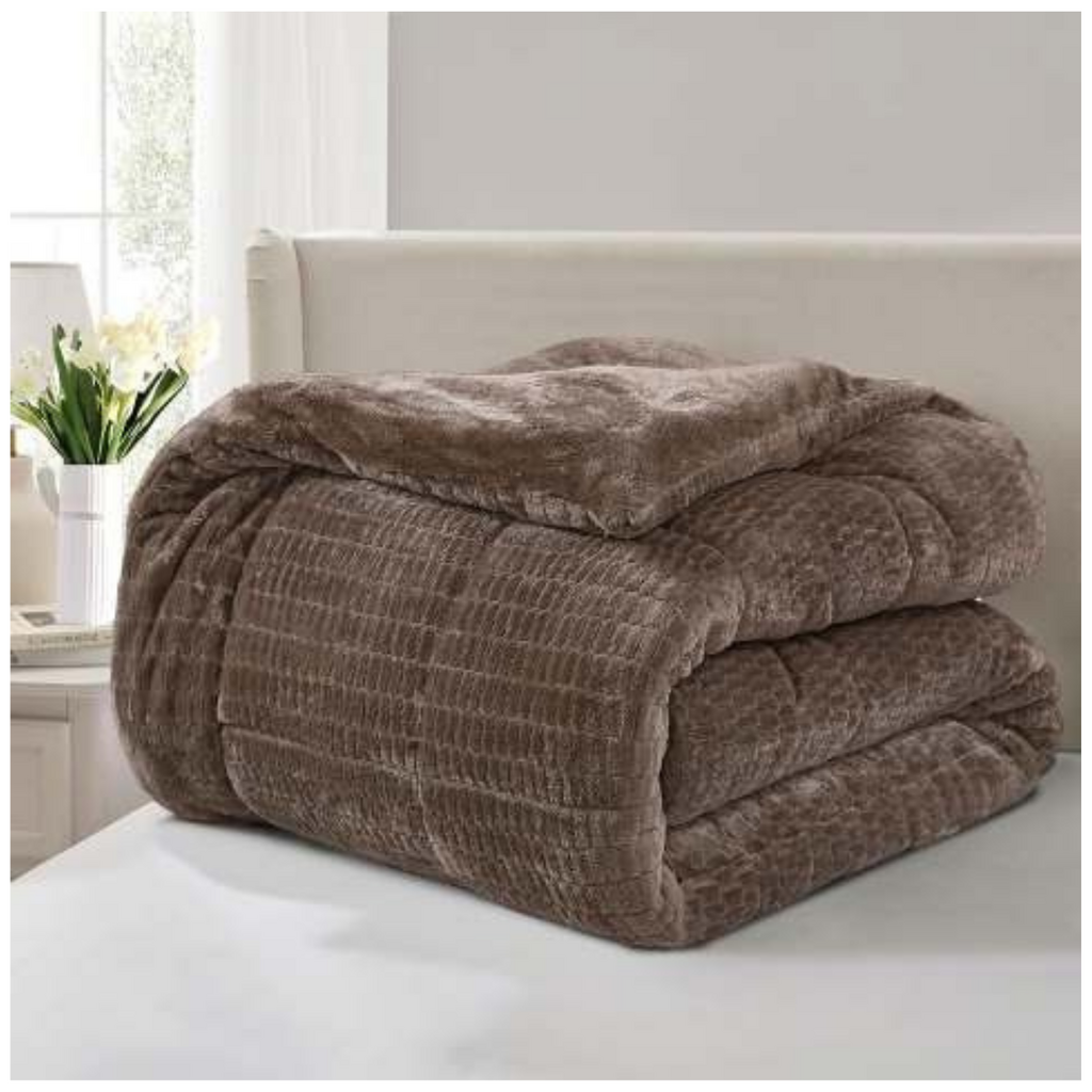 Beau Maison Dubbelzijdig Sherpa Flanel Dekbed All Year – Luxe 2-in-1 Dekbed - Coffee Brown