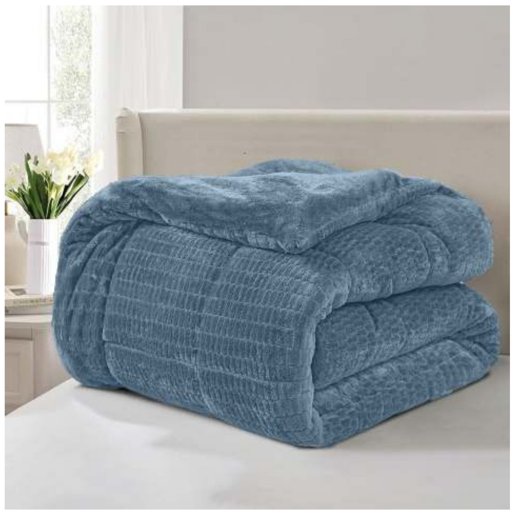 Beau Maison Dubbelzijdig Sherpa Flanel Dekbed All Year – Luxe 2-in-1 Dekbed - Petrol