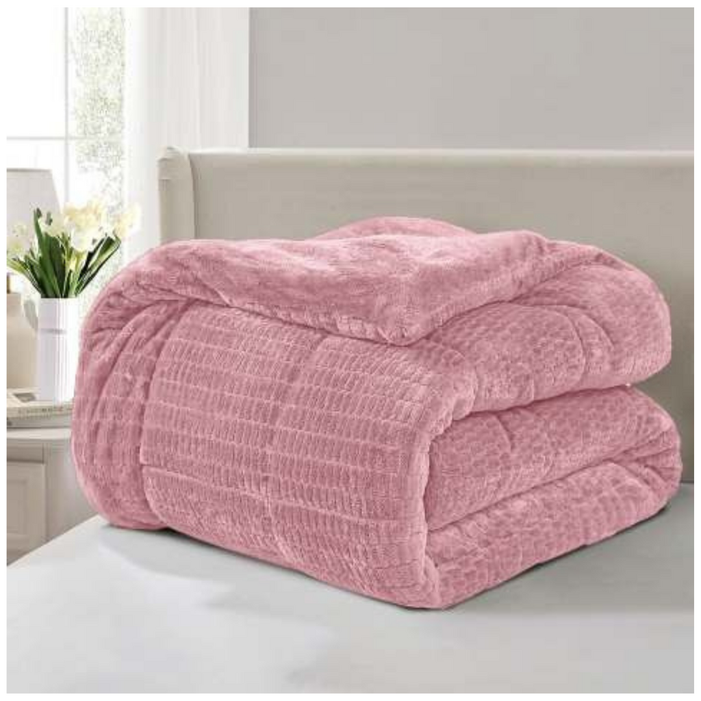 Beau Maison Dubbelzijdig Sherpa Flanel Dekbed All Year – Luxe 2-in-1 Dekbed - Dark Pink